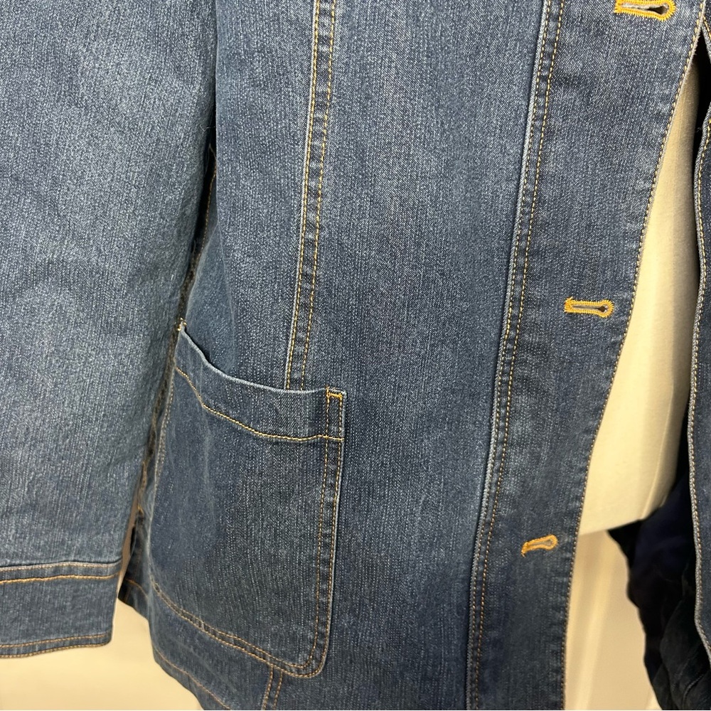 Chadwick Denim Barn Jacket, Flannel Lined, Faux Suede Lined Cuffs, Point Collar) - Picture 4 of 10